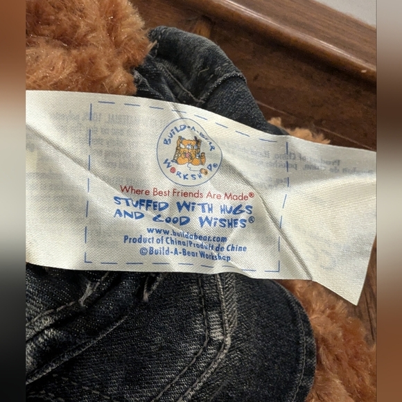 Build A Bear 2010 champ Brown Teddy Bear, Plush with  jeans and vest. - Picture 7 of 11